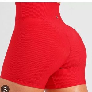 Buffbunny collection material girl ribbed short in red salsa